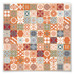 Orange Moroccan tile Photo Print