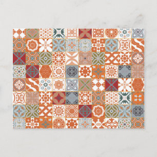 Orange Moroccan tile Postcard