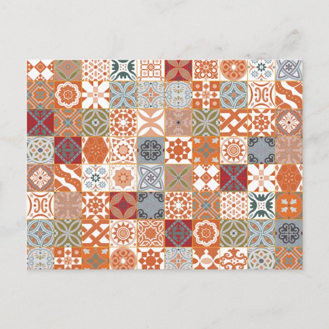 Orange Moroccan tile Postcard (Front)