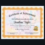 Orange Mosaic Certificate of Achievement<br><div class="desc">This is a certificate of achievement.  Generally,  for a church,  but can be used for other things also.</div>