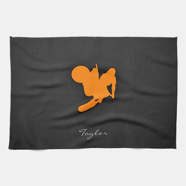 Orange Motocross Kitchen Towel (Horizontal)