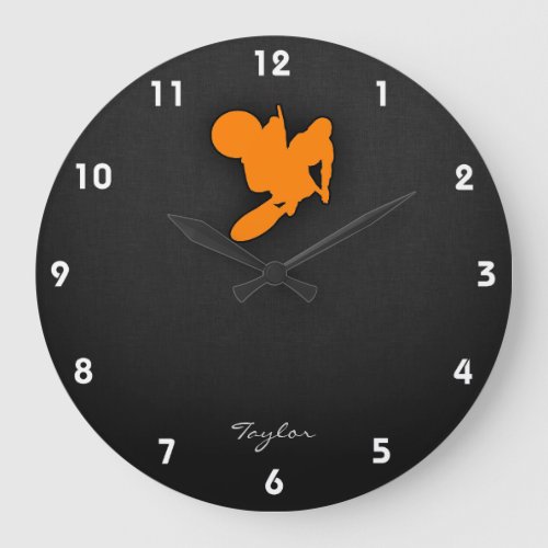 Orange Motocross Large Clock