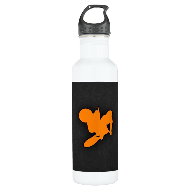 Orange Motocross Stainless Steel Water Bottle (Front)