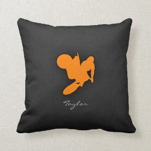 Orange Motocross Throw Pillow
