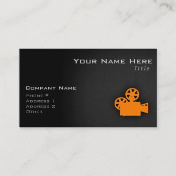 Orange Movie Camera Business Card by ColorStock at Zazzle