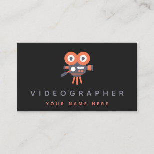 Orange Movie Camera Video Production Filming Black Business Card