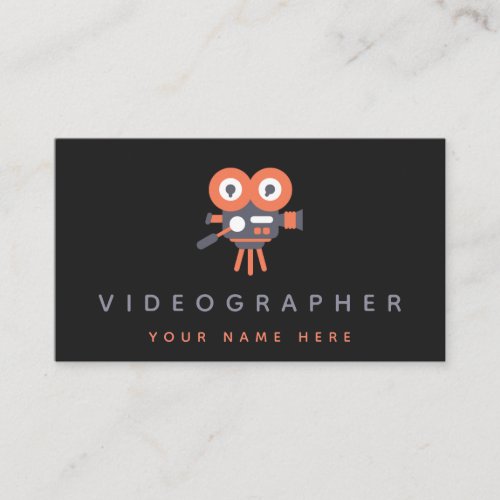 Orange Movie Camera Video Production Filming Black Business Card