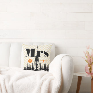 Orange Mrs Lips Pale Yellow Zig Zag Chandelier Throw Pillow
