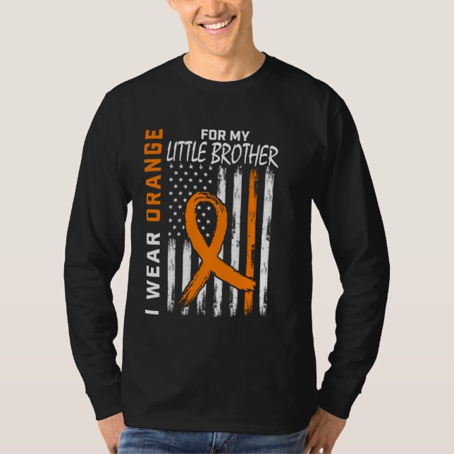 Orange MS Little Brother Multiple Sclerosis Leukem T-Shirt (Front)