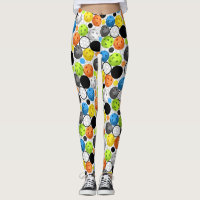 Orange multi-color pickleball leggings