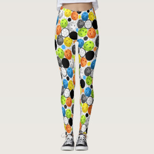 Orange multi-color pickleball leggings