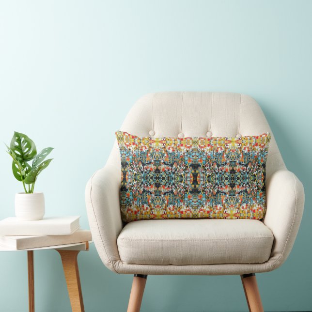 Orange multi colored  throw pillow (Chair)