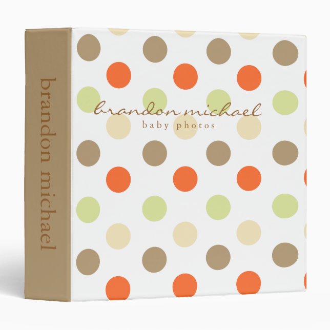 Orange Multi Polkdots 3 Ring Binder (Front/Spine)