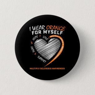 Orange Multiple Sclerosis Apparel Women Men Ms Button