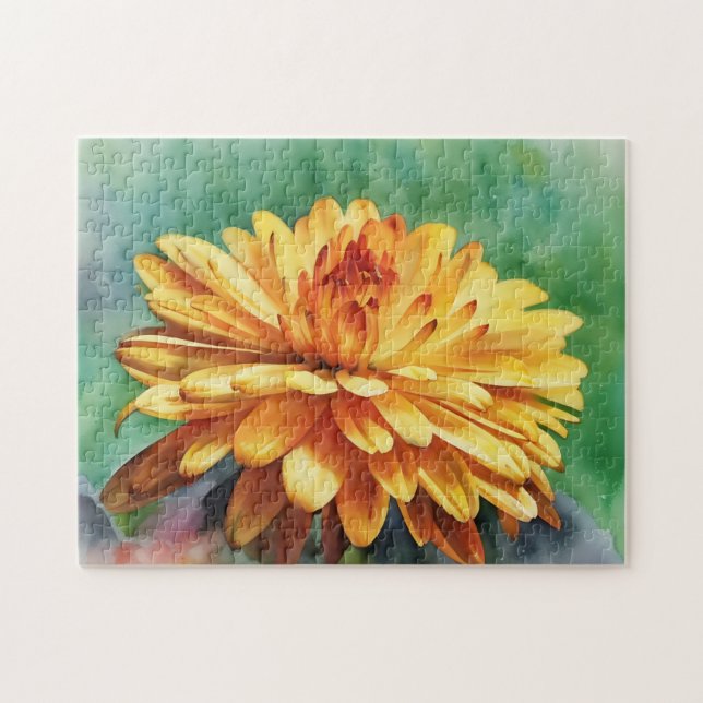 Orange Mum Flower Autumn Fall Colors Puzzle (Horizontal)