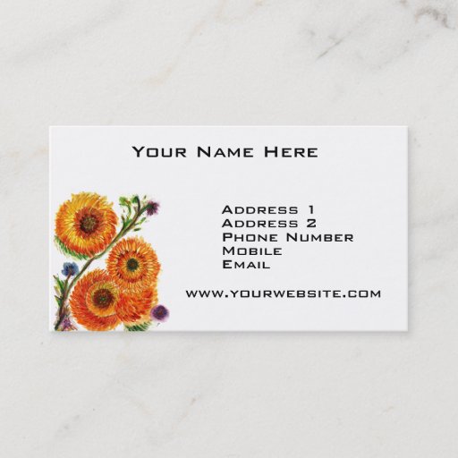 Customizable Orange Mums Business Card