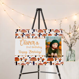 Orange Mushroom Pattern Fall Photo Birthday Foam Board