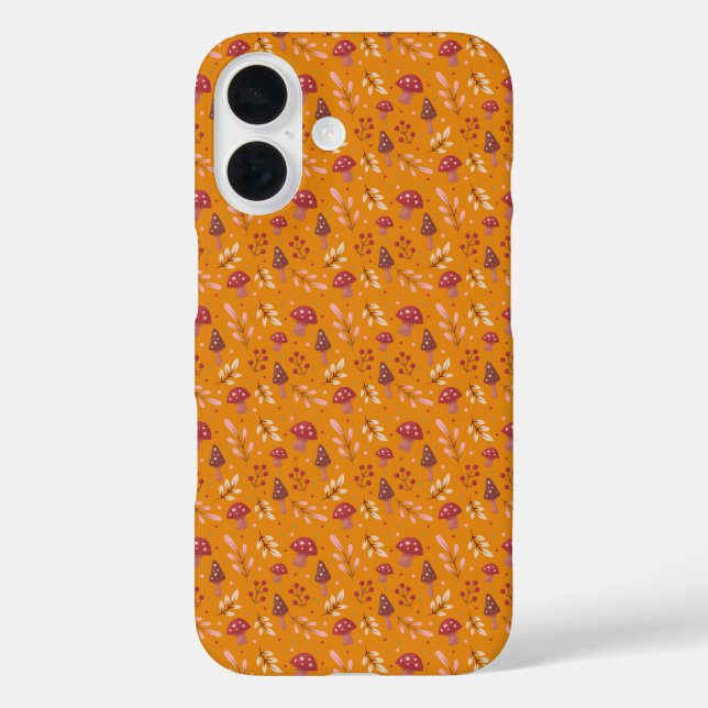 Orange Mushroom Pattern iPhone Case (Back)