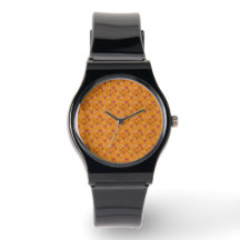 Orange Mushroom Pattern Silicone Strap Watch