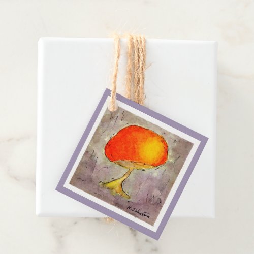 Orange Mushroom Watercolor Favor Tag
