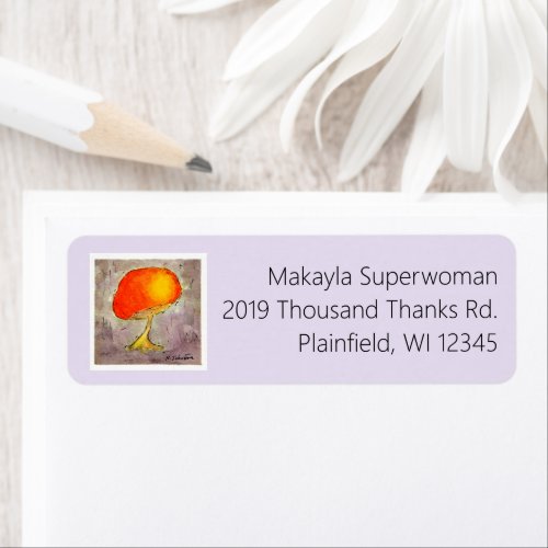 Orange Mushroom Watercolor Return Address Labels
