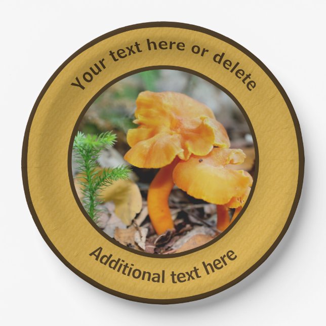 Orange Mushrooms Personalized Party   Paper Plates (Front)
