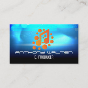 Orange Music Note Blue Ambience Background Business Card