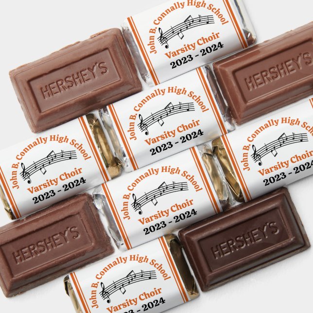 Orange Music Notes Custom Choir Party Hershey's Miniatures (Assorted)