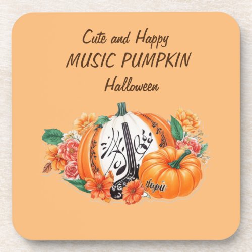 Orange Music Pumpkin celebration halloween  Beverage Coaster
