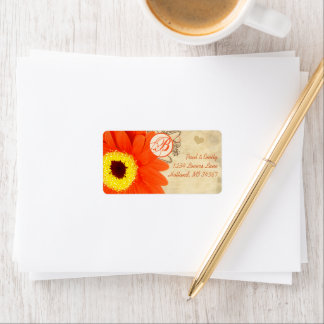 Orange Musical Gerber Daisy Grey Musical Notes Label