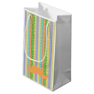 Orange Mustache Fiesta Colorful Fun Pattern Señor Small Gift Bag