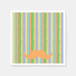 Orange Mustache Fiesta Green Yellow Fun Señor Napkins