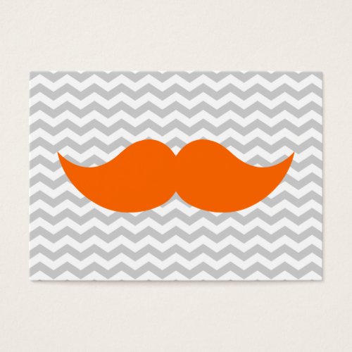 Orange Mustache Gray Chevron Stripe Business Card Template