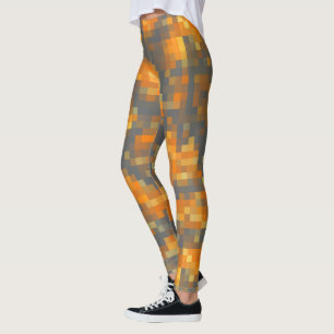 Orange Mustard Navy Teal Striped Leggings