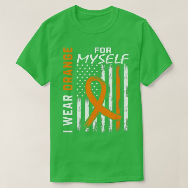 Orange Myself Self Me Leukemia Awareness Flag Gift T-Shirt (Design Front)