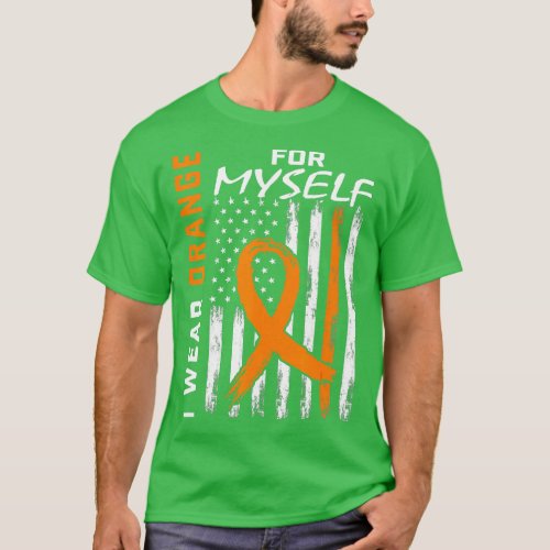 Orange Myself Self Me Leukemia Awareness Flag Gift T_Shirt