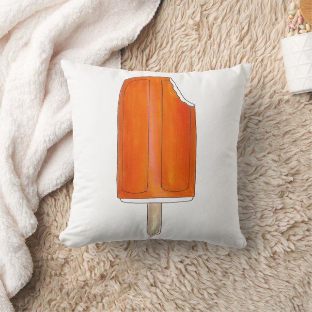 Orange n' Creme Ice Cream Creamsicle Popsicle Food Throw Pillow (Blanket)