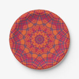 Orange n Purple Plaid  Kaleidoscope Paper Plates