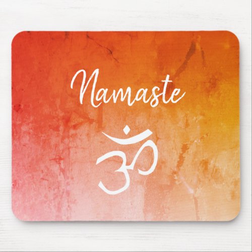 Orange Namaste Om Symbol Yoga Elegant Typography Mouse Pad