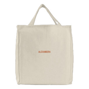 Orange Name Bachelorette Bride gift Embroidered Tote Bag