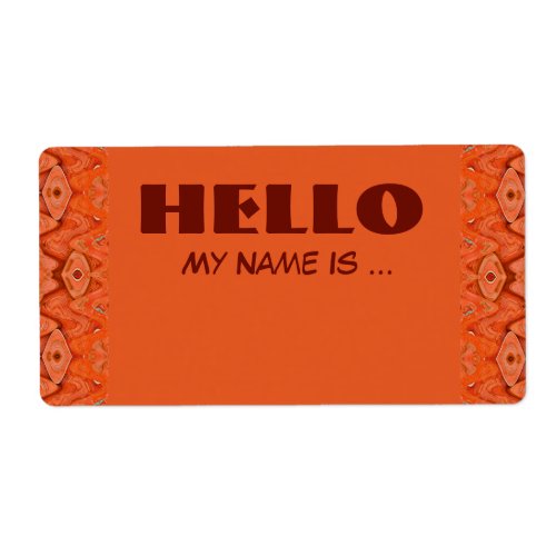 orange name badge label