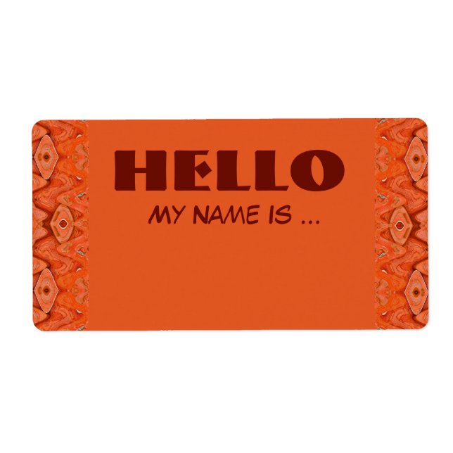 orange name badge label (Front)