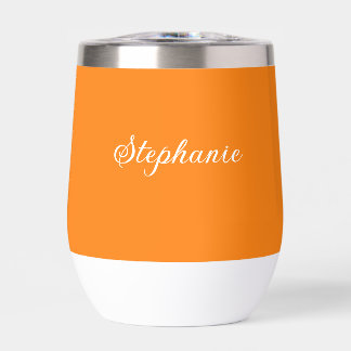 Orange Name Modern Elegant Monogram Boho Thermal Wine Tumbler