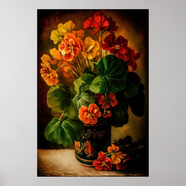 Orange Nasturtium Art Poster - Downloadable (Front)