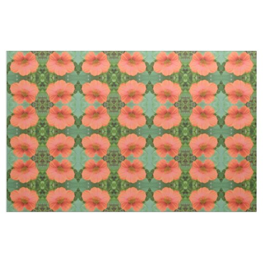 Orange Nasturtium Flower Floral Patterned Fabric