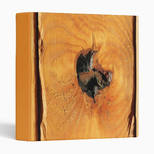 Orange natural wood with black hole and spiderweb binder