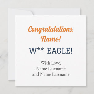 ORANGE, NAVY Auburn,Alabama Personalized Gift Card