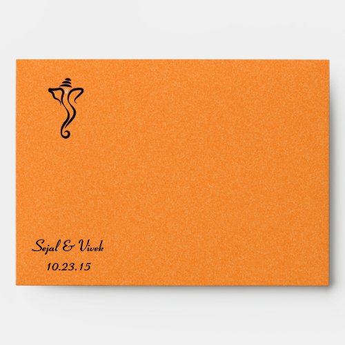 Orange Navy Blue Ganesh Hindu Indian Wedding Envelope