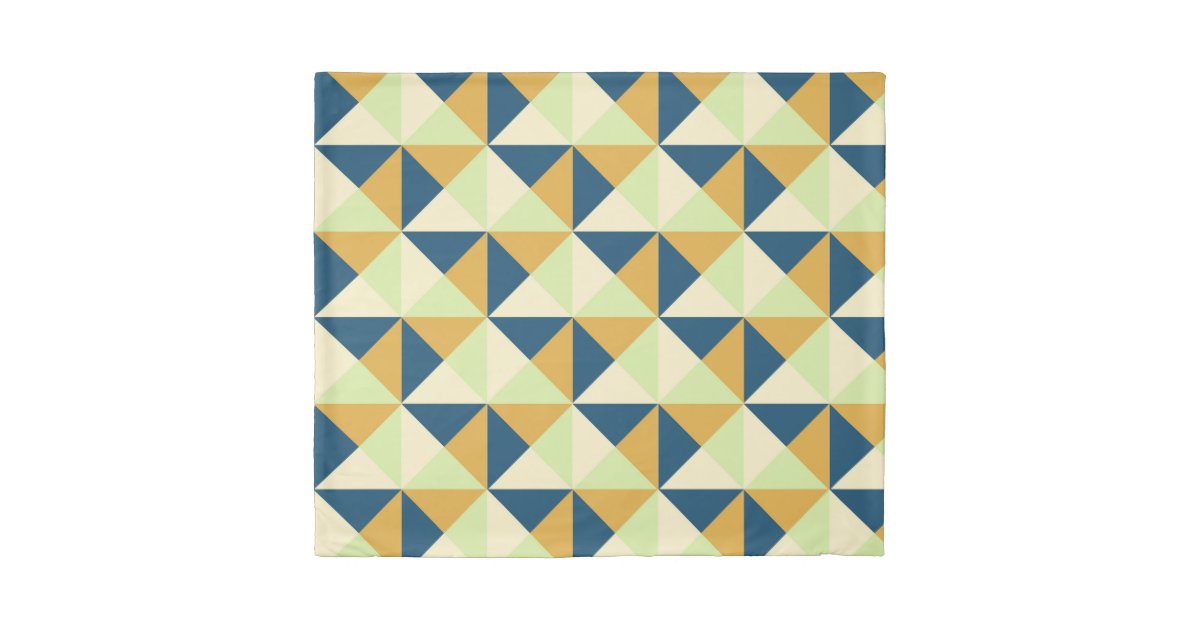 Orange Navy Blue Geometric Triangles Duvet Cover Zazzle