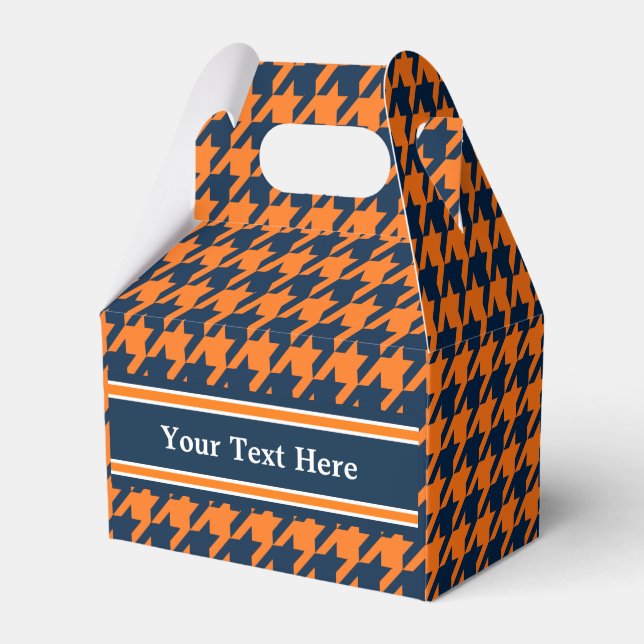 Orange/Navy Blue Houndstooth Favor Boxes (Front Side)